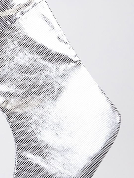 Christmas Decorative Fabric Silver Socks W27cm