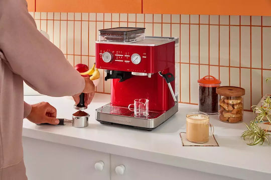 Kitchenaid Машина Espresso Налягане 15bar с Мелачка Червена 5KES6551ECA