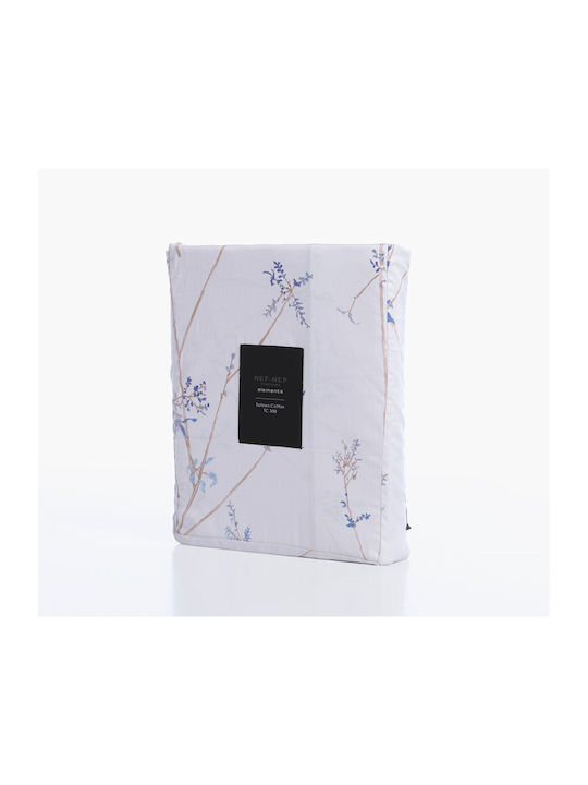 Nef-Nef Homeware Cotton Satin Duvet Cover Set 240x230cm Double with 2 Pillowcases Desirous Off White-blue