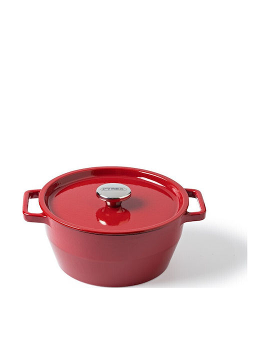 Pyrex Dutch Oven Round Cast Iron Red 6.3lt 1pcs