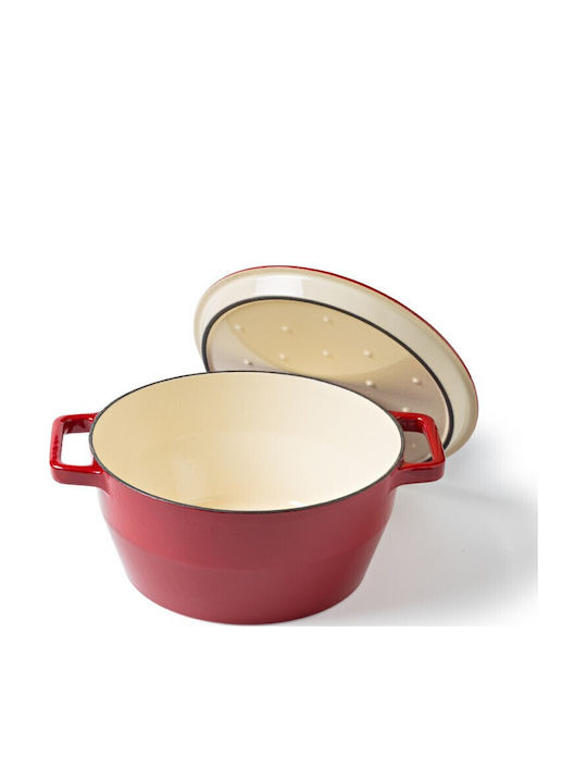 Pyrex Dutch Oven Round Cast Iron Red 6.3lt 1pcs