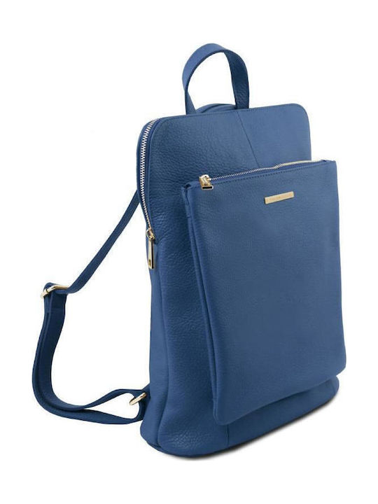 Leder Damen Handtaschen Rucksack Blau