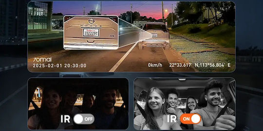 70Mai T400 Set Cameră DVR Auto 1440P cu Ecran 1.9" Wi-Fi GPS și Cameră Marșarier