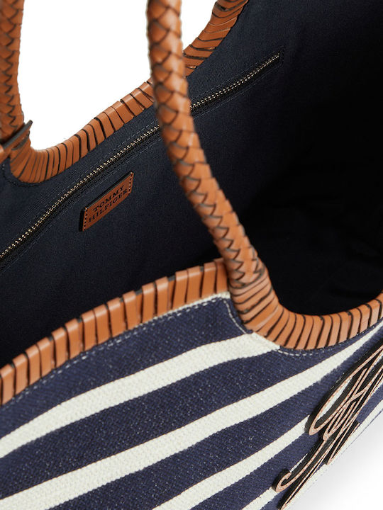 Stripe Stripe Υφασμάτινη Γυναικεία Τσάντα Tote Χειρός Μπλε
