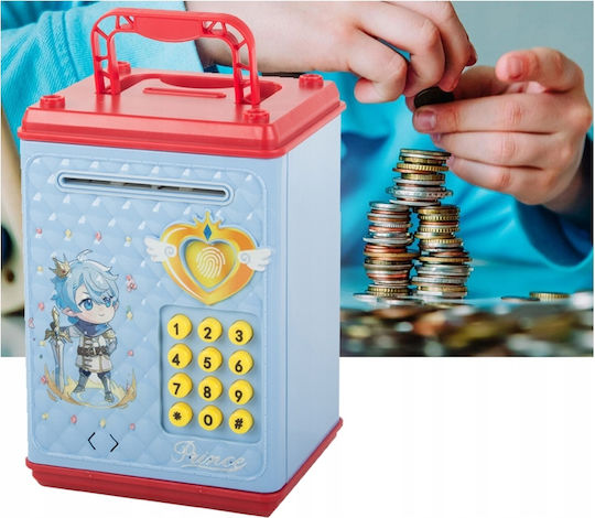 Seif Tip Cutie de Bani Sunete de Deschidere cu Pin Lumină Plastic 18 X 10 X 12 Cm Albastru