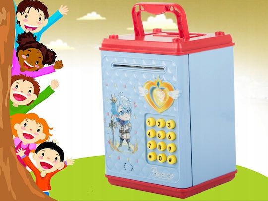 Seif Tip Cutie de Bani Sunete de Deschidere cu Pin Lumină Plastic 18 X 10 X 12 Cm Albastru