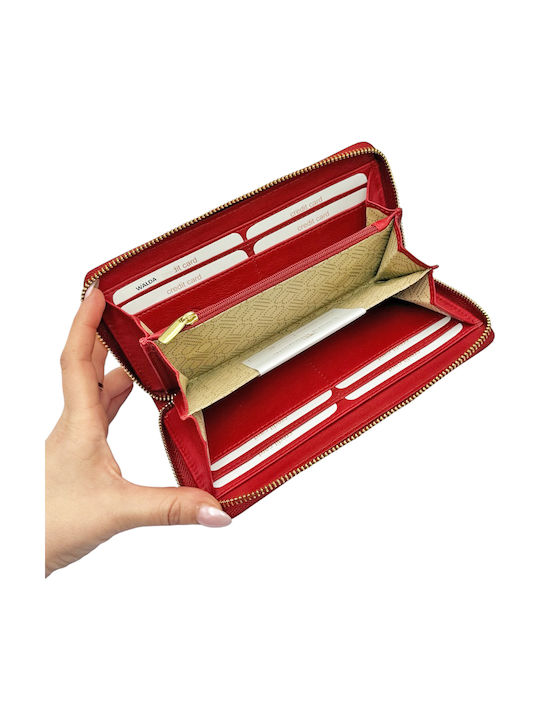 Großes Leder Damenbrieftasche Rot