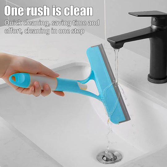Multifunctional Squeegee Textile Edge Windows Other Surfaces Cleaning Solution Container 28x23 Cm Blue