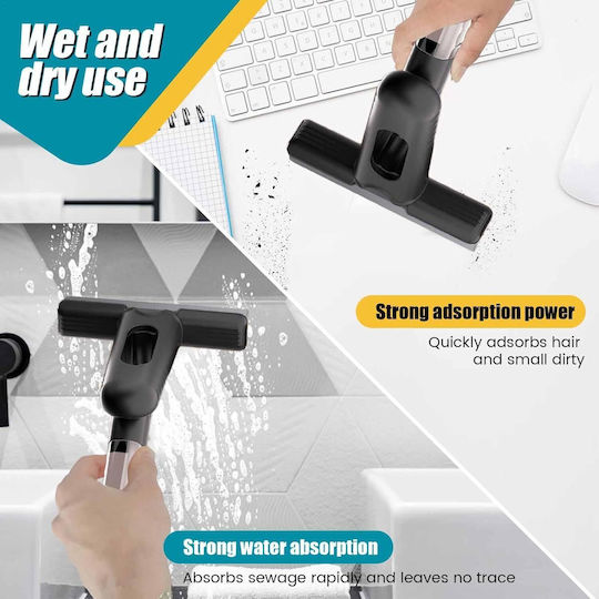 Mop Mini Portabil cu Pulverizator Multifuncțional cu Pulverizator Integrat Burete Detasabil Negru