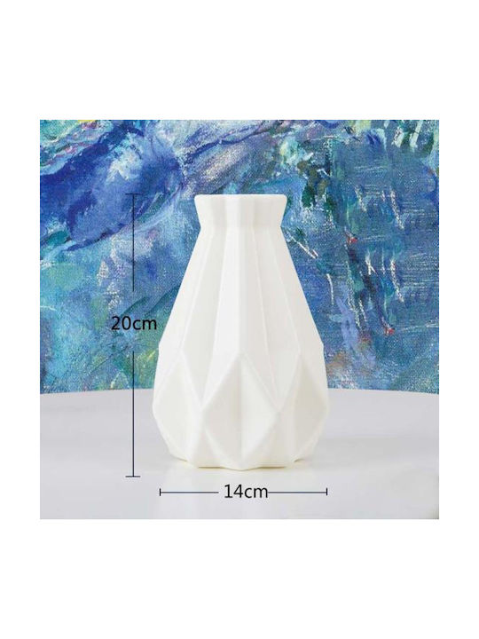 Vază Decorativă Din Plastic Albă 14x14xÎnălțime 20cm
