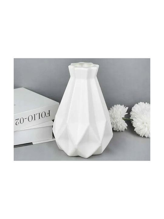 Vază Decorativă Din Plastic Albă 14x14xÎnălțime 20cm
