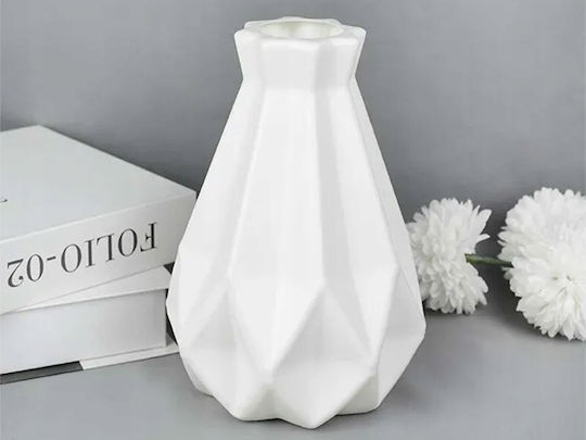 Vază Decorativă Din Plastic Albă Φ14xÎ20cm