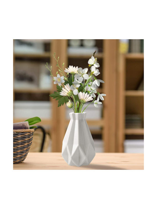 Vază Decorativă Din Plastic Albă 14x14xÎnălțime 20cm