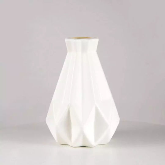 Vază Decorativă Din Plastic Albă Φ14xÎ20cm