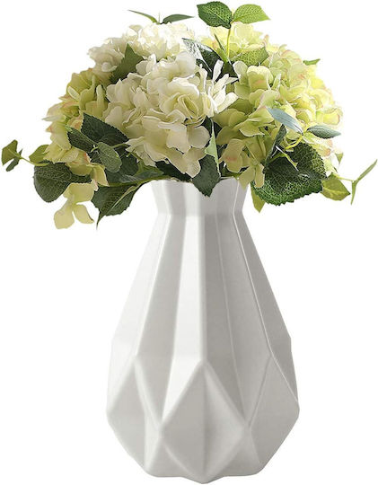 Vază Decorativă Din Plastic Albă Φ14xÎ20cm