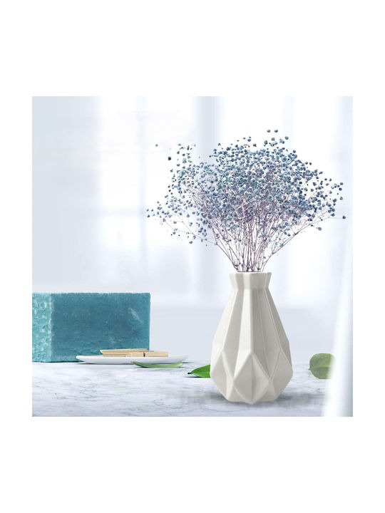 Vază Decorativă Din Plastic Albă 14x14xÎnălțime 20cm