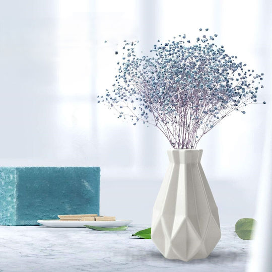 Vază Decorativă Din Plastic Albă Φ14xÎ20cm