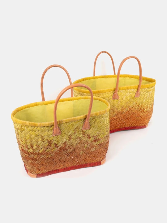Rock Club Wicker Beach Bag Yellow