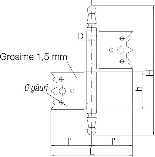 Recessed Left Door Hinge Pin 122.5/100 Zi Ext 211018zi
