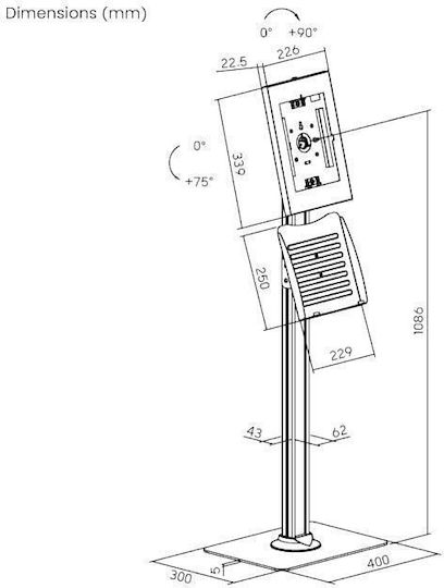Brateck Suport Tablet de Pardoseală până la 9.7" în Culoare Albă
