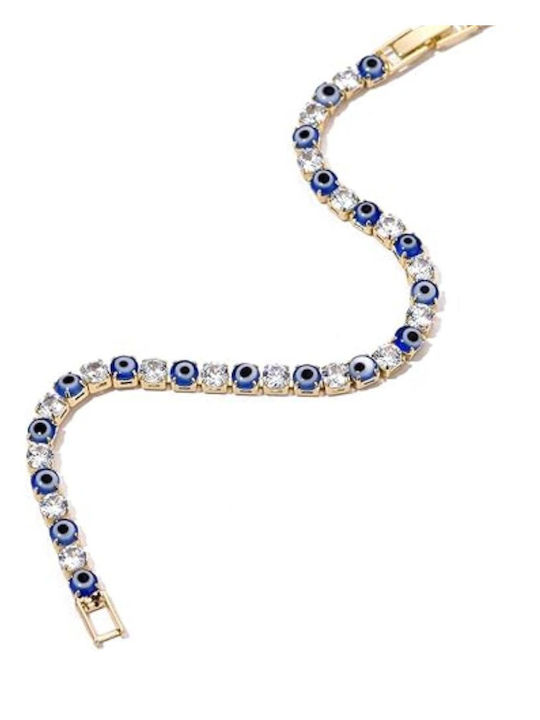 Women's Bracelet with Eye Design in Brass Gold Plated 17cm