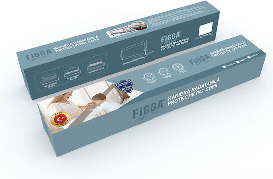 Figga Klappbares Bettschutzgitter aus Metall in Grau Farbe 200x65cm