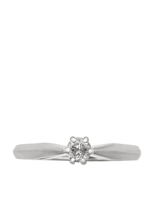 Savvas Design Einzelner Steinring aus Weißgold 18K