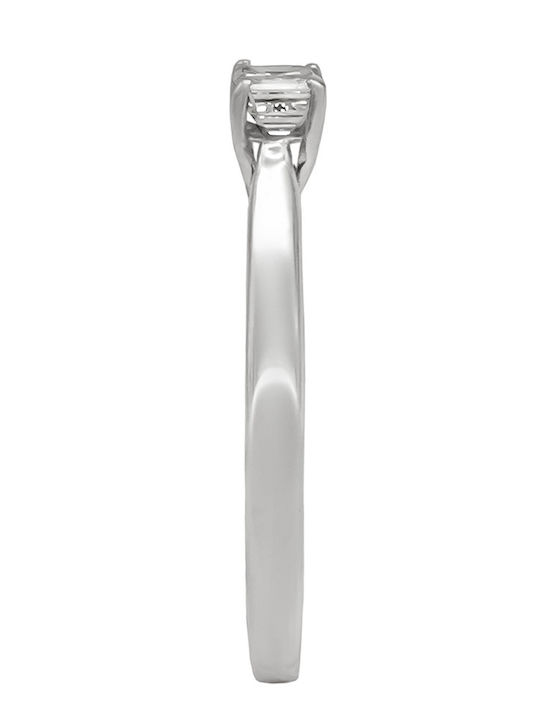 Savvas Design Single Stone Ring From 18K White Gold