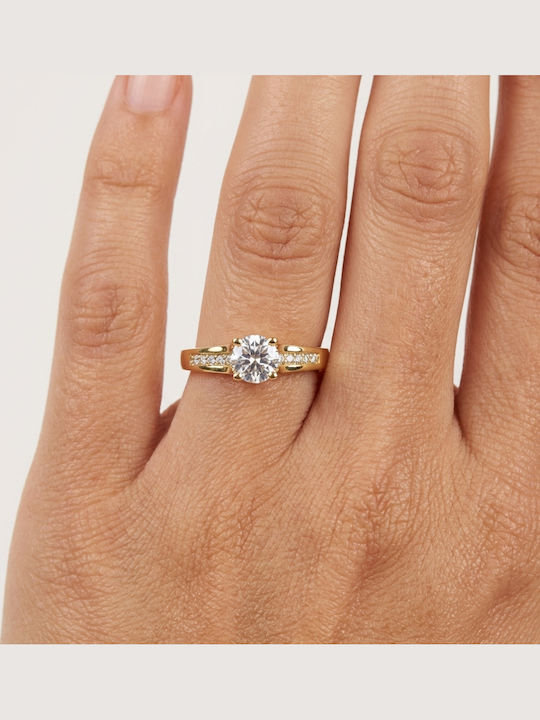 Single Stone Ring From 9K Gold With Zircon Single Stone Ring From 9K Gold With Zircon