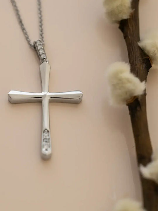 Women's White Gold Cross 14K with Chain