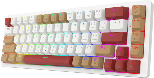 Redragon RAMMUS K677 PRO Wireless Gaming Mechanical Keyboard 60% with Custom Brown Switches and RGB Lighting English US White