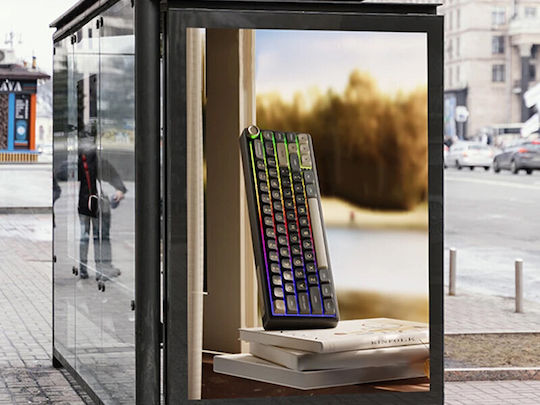 Royal Kludge R65 Tastatură Mecanică De Gaming Fără Fir Cu Comutatoare Chartreuse Și Iluminare RGB Limba Tastaturii Engleză SUA Negru/Maro