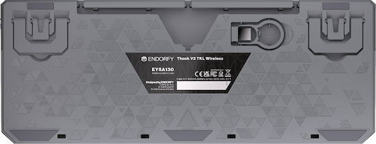 Endorfy Thock V2 TKL Ασύρματο Gaming Μηχανικό Πληκτρολόγιο Tenkeyless με Custom Red διακόπτες και RGB φωτισμό (Αγγλικό US) Γκρι