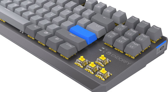 Endorfy Thock V2 TKL Ασύρματο Gaming Μηχανικό Πληκτρολόγιο Tenkeyless με Custom Red διακόπτες και RGB φωτισμό (Αγγλικό US) Γκρι