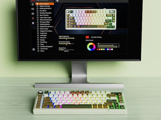 Royal Kludge RK-L75 Wireless Gaming Mechanical Keyboard 75% with Custom Beige switches and RGB lighting (English US) Gray