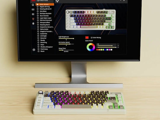 Royal Kludge RK-L75 Wireless Gaming Mechanical Keyboard 75% with Custom Cream switches and RGB lighting (English US) Multicolour