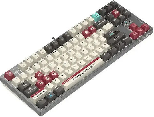 A4Tech Bloody S87 Pixels Red Gaming Μηχανικό Πληκτρολόγιο Tenkeyless με BLMS Red Plus διακόπτες και RGB φωτισμό (International English) Grey/Red
