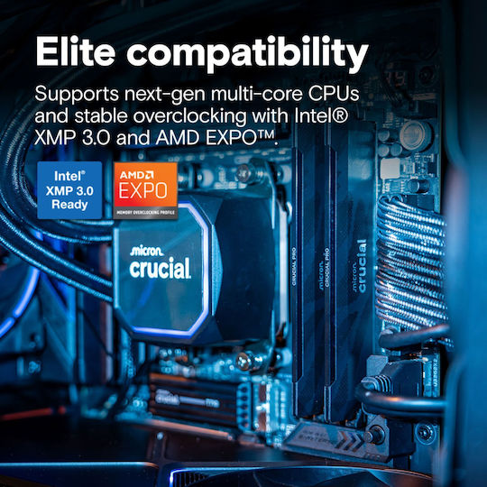 Crucial Pro OC DDR5 32GB RAM με 2x16GB Modules και Ταχύτητα 6400 για Desktop