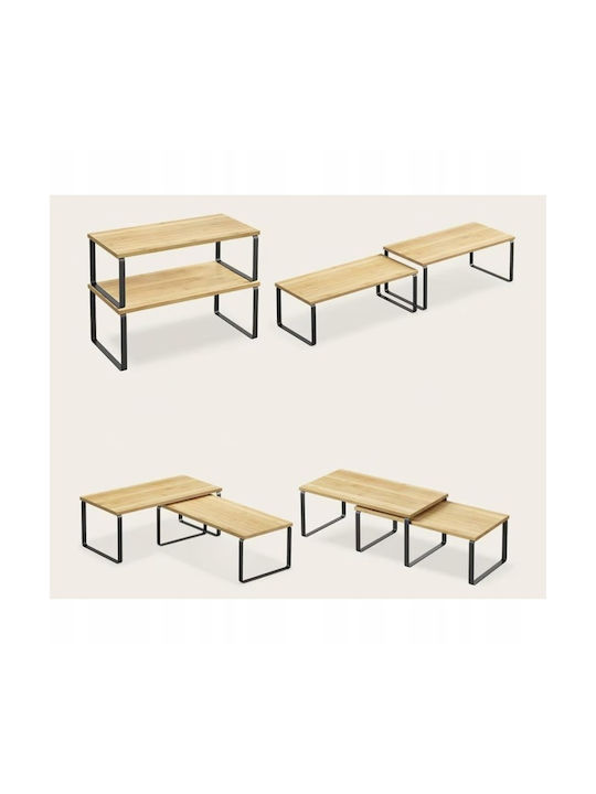 Tabletop Wooden Rack 33.5x18.5x14.5cm 2 Pieces Beige