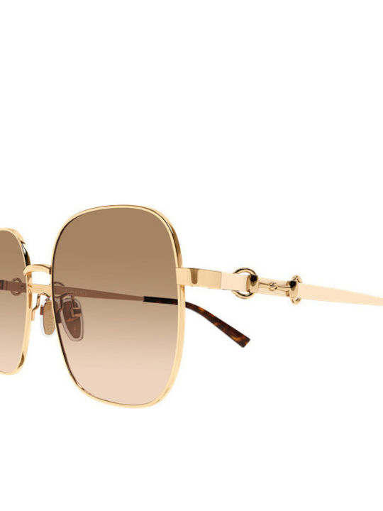 Gucci Women's Sunglasses with Gold Metallic Frame and Gold Lens GG2053S 004