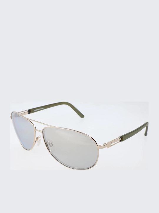 Herren Sonnenbrille mit Silbernem Metallrahmen und grauen Gläsern