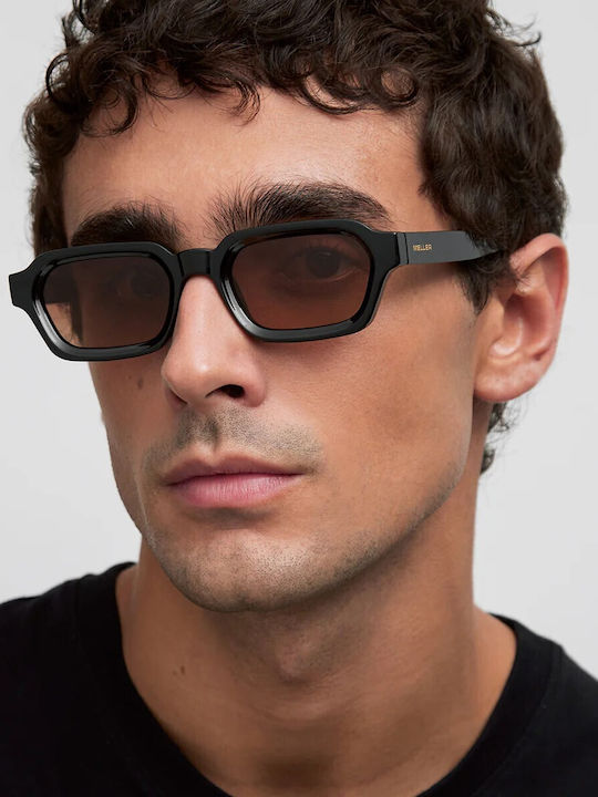 Meller Tana Unisex Sunglasses with Black Horn-Rimmed Frame and Black Lens TAN-TUTGBROWN