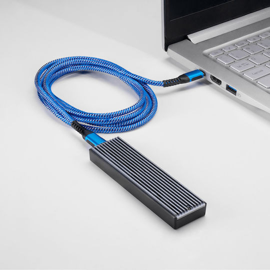 Akyga Regular USB 2.0 Cablu USB-C bărbătesc - USB-C 100W Albastru 1.8m