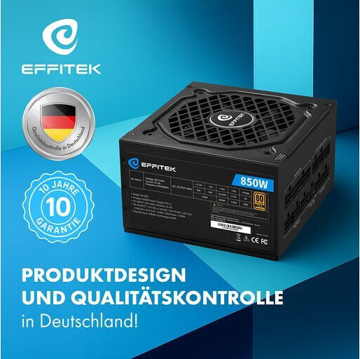 Effitek EG-850 850W Black Computer Power Supply Full Modular