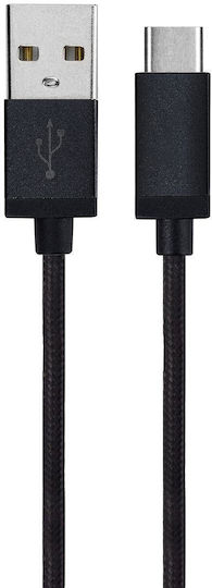 Xqisit XQISIT Braided USB 2.0 Cable USB-C male - USB-A Μαύρο 1.8m