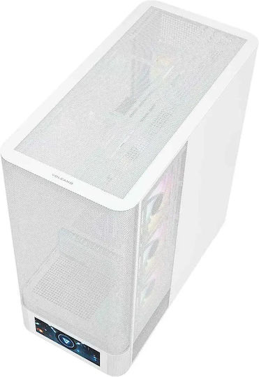 Modecom Volcano AQ500 Gaming Midi Tower Κουτί Υπολογιστή με Πλαϊνό Παράθυρο και ARGB Φωτισμό Λευκό