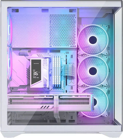 Modecom Volcano SPACE XL Gaming Full Tower Κουτί Υπολογιστή με Πλαϊνό Παράθυρο και ARGB Φωτισμό Λευκό