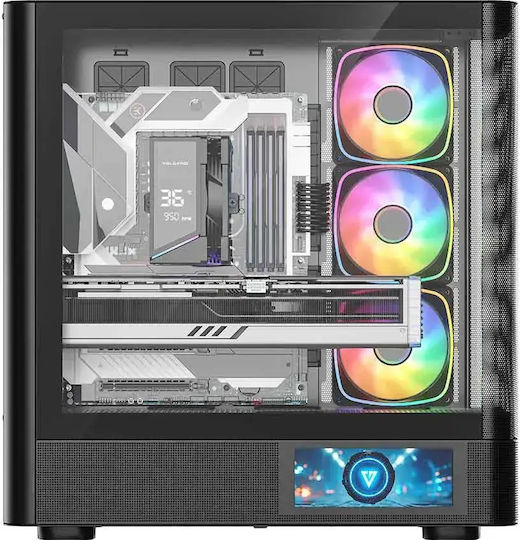 Modecom Volcano AQ400 Gaming Midi Tower Κουτί Υπολογιστή με Πλαϊνό Παράθυρο Μαύρο