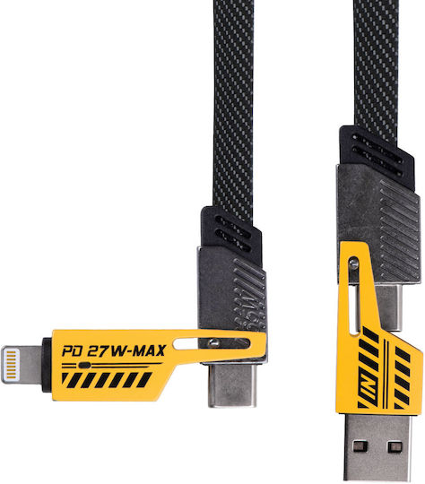 Akyga Равен USB към Type-C / Lightning кабел Сив 1m AK-USB-57