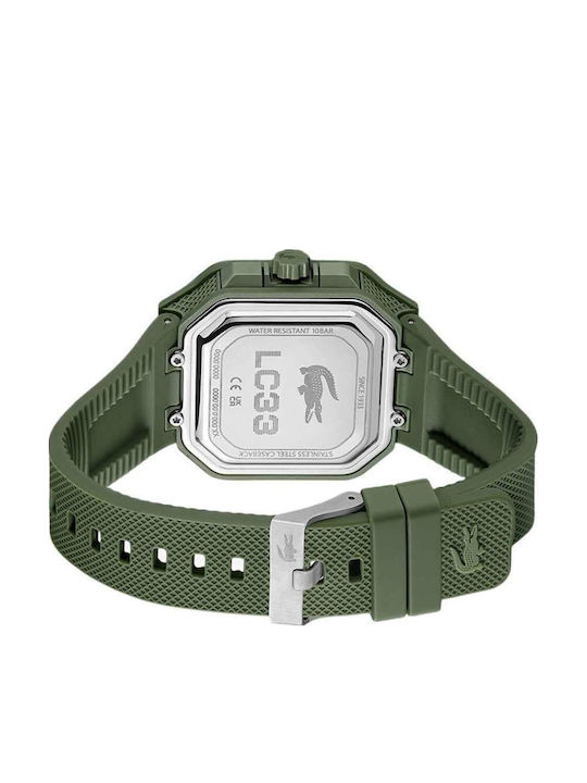 Lacoste Lc33 Ψηφιακό Ανδρικό Ρολόι Μπαταρίας με Ασημί Μεταλλικό Μπρασελέ